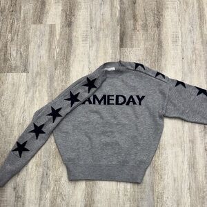 Gameday Gray Crewneck Sweater with navy Accents